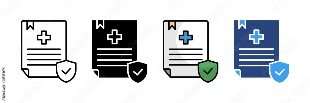 Fototapeta premium Medical Insurance Icon Set Multiple Style Collection