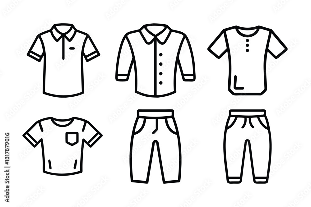 set of shirts & pant vector art set of shirts & pant vector art