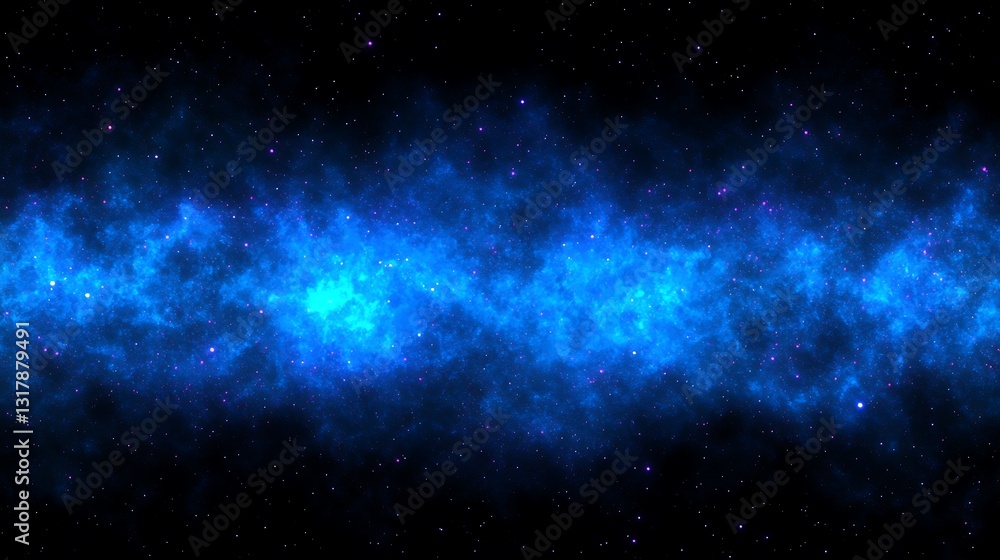 Fototapeta premium An Abstract Depiction of a Blue Nebulous Galaxy and Stars