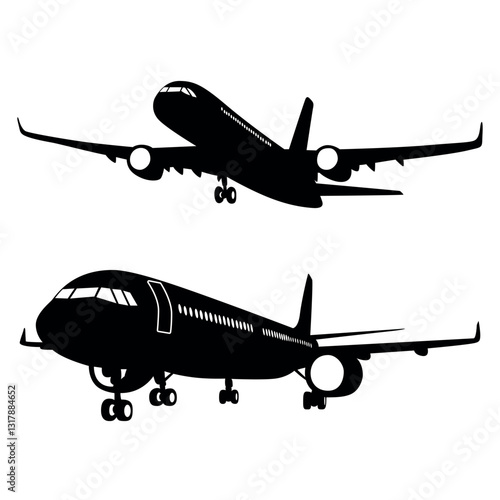 Aircraft or Airplane Silhouette Vector Illustration