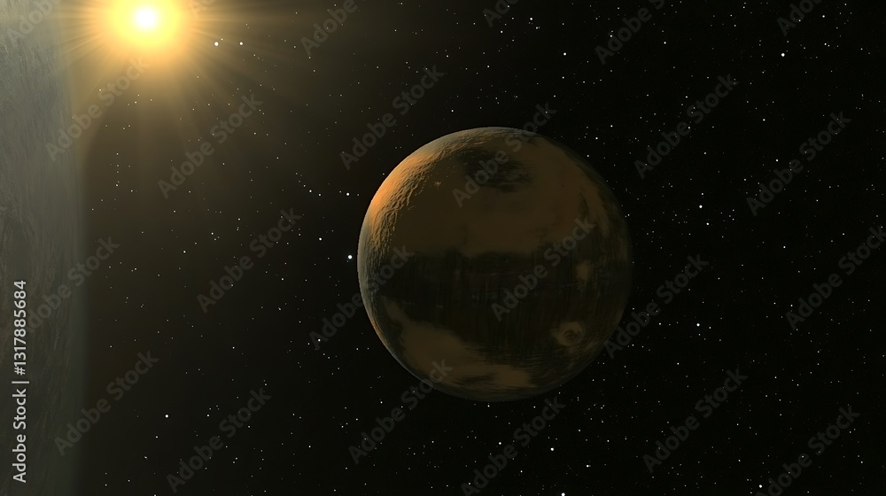 Fototapeta premium A celestial depiction showing a planet next to a bright star