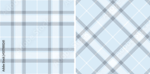 Smoky Light Blue Grey Seamless Madras Plaid with Smoky Pale Grey accents Textile Design