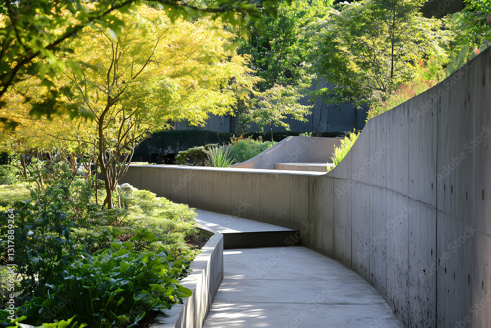 Elevated Garden Space with Concrete Paths for Sleek and Modern Outdoor Design Elevated Garden Space with Concrete Paths for Sleek and Modern Outdoor Design