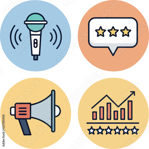 Set of Speech and Communication Icons – Editable Stroke Vector