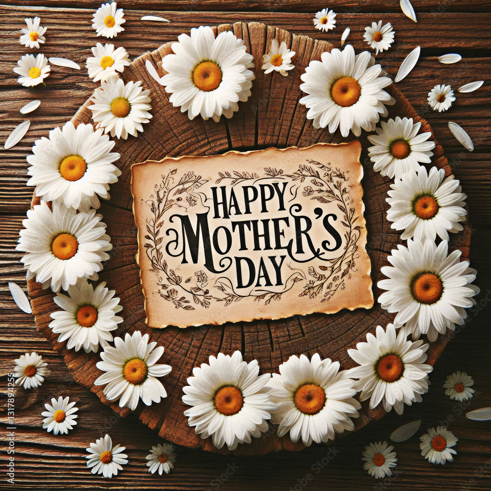 Obraz premium Happy Mother's Day Card with Floral Arrangement