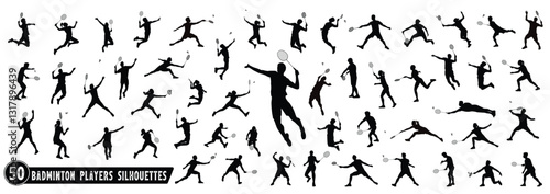 Male and female badminton player silhouettes