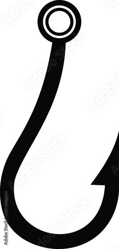 a fish hook with a circle on it, Fishing hook  icon isolated on white background, simple hook silhouette