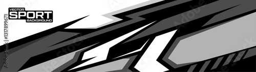 car livery design vector in black and white colors. Graphic abstract stripe racing background kit designs for wrap vehicle