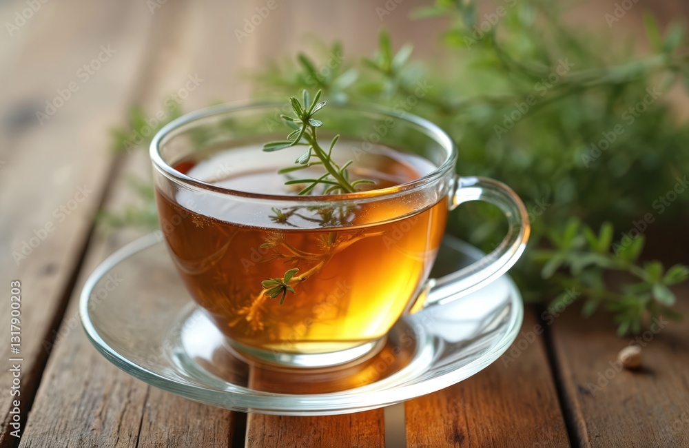 Herbal tea made from horsetail served in glass cup on rustic wooden table. Healthy natural drink for alternative medicine. Fresh beverage with wild herb. Antioxidant rich drink, healthy lifestyle. Herbal tea made from horsetail served in glass cup on rustic wooden table. Healthy natural drink for alternative medicine. Fresh beverage with wild herb. Antioxidant rich drink, healthy lifestyle.