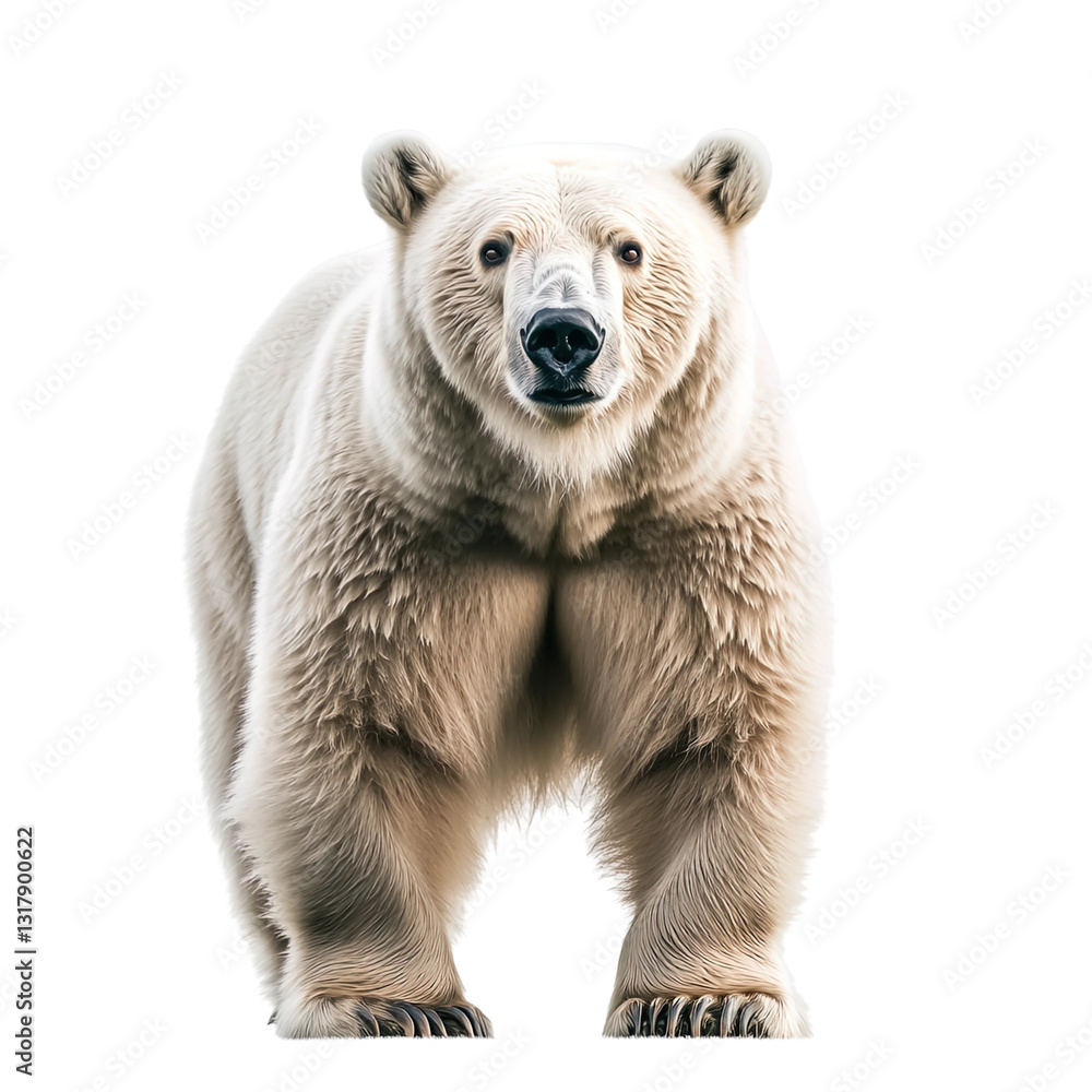 Fototapeta premium Polar bear stands on transparent background