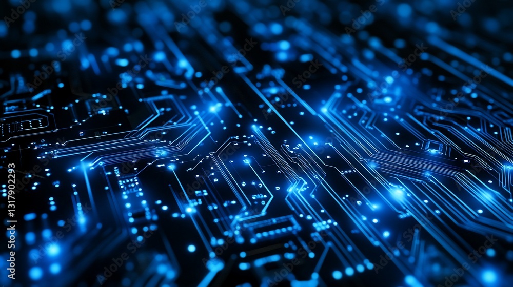 Abstract Closeup of Illuminated Circuit Board Digital Technology and Networking Concept Abstract Closeup of Illuminated Circuit Board Digital Technology and Networking Concept