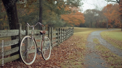 Wallpaper Mural Bicycle Parked by Rustic Wooden Fence on Scenic Route Torontodigital.ca