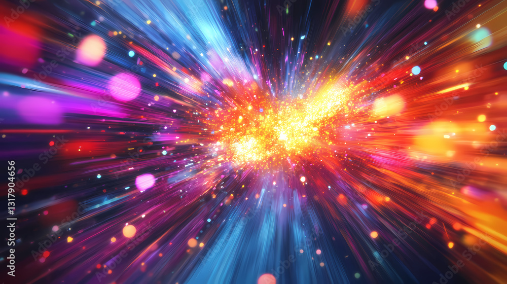 A vibrant explosion of colorful light depicting dynamic motion and energy. Dazzling Spectrum. Illustration A vibrant explosion of colorful light depicting dynamic motion and energy. Dazzling Spectrum. Illustration