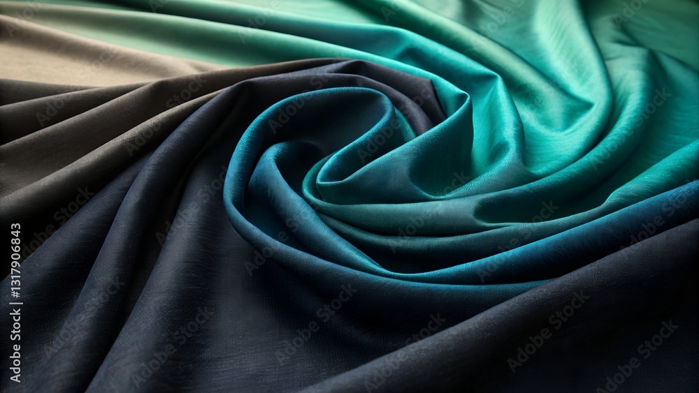 Fototapeta premium Luxurious Teal and Gray Ombre Fabric Swirl Texture