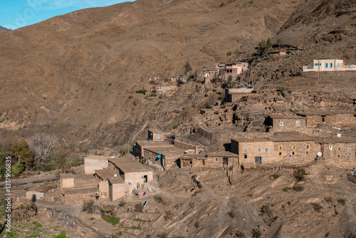 Traditional berber village in the Atlas mountains, Morocco.