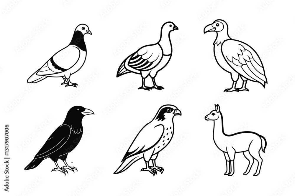 Animal vector line art icon set Animal vector line art icon set