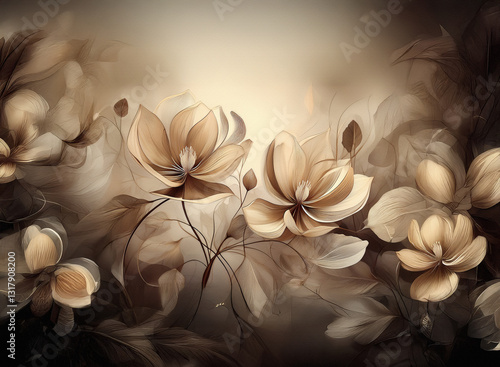 Elegant beige flowers with a soft, blurred background create a serene and peaceful ambiance. The neutral color palette evokes a sense of calm and tranquility.