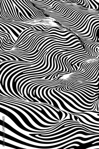 Wallpaper Mural Abstract Black and White Wavy zebra stripes Line Pattern – Optical Illusion Background, Modern Art Design for Textiles, Wallpapers, Branding, Digital Graphics, and Contemporary Artistic Prints Torontodigital.ca