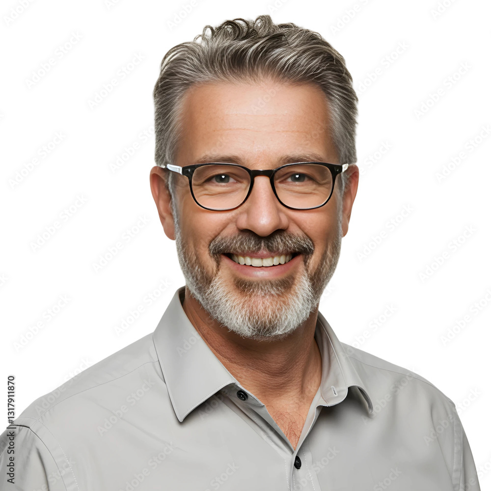 Casual Businessman with Glasses Smiling Confidently, Isolated on Transparent Background, PNG Casual Businessman with Glasses Smiling Confidently, Isolated on Transparent Background, PNG