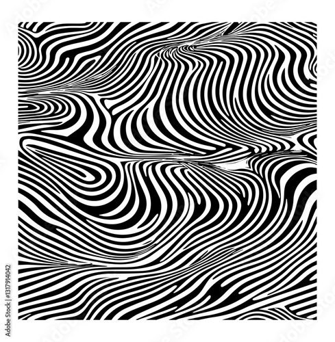 Wallpaper Mural Abstract Black and White Wavy zebra stripes Line Pattern – Optical Illusion Background, Modern Art Design for Textiles, Wallpapers, Branding, Digital Graphics, and Contemporary Artistic Prints Torontodigital.ca