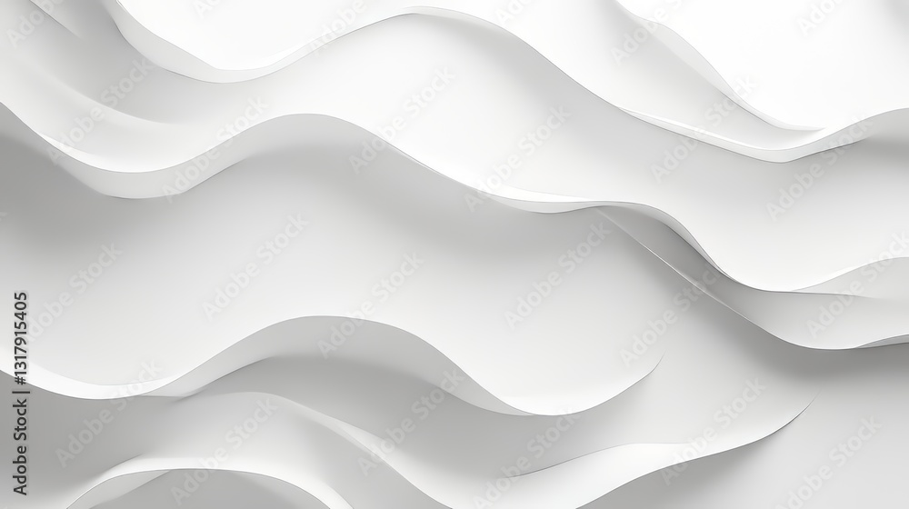 Fototapeta premium Abstract white waves background pattern