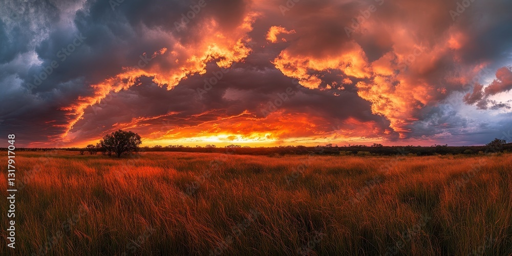 Sunset Over Grassy Field Sunset Over Grassy Field