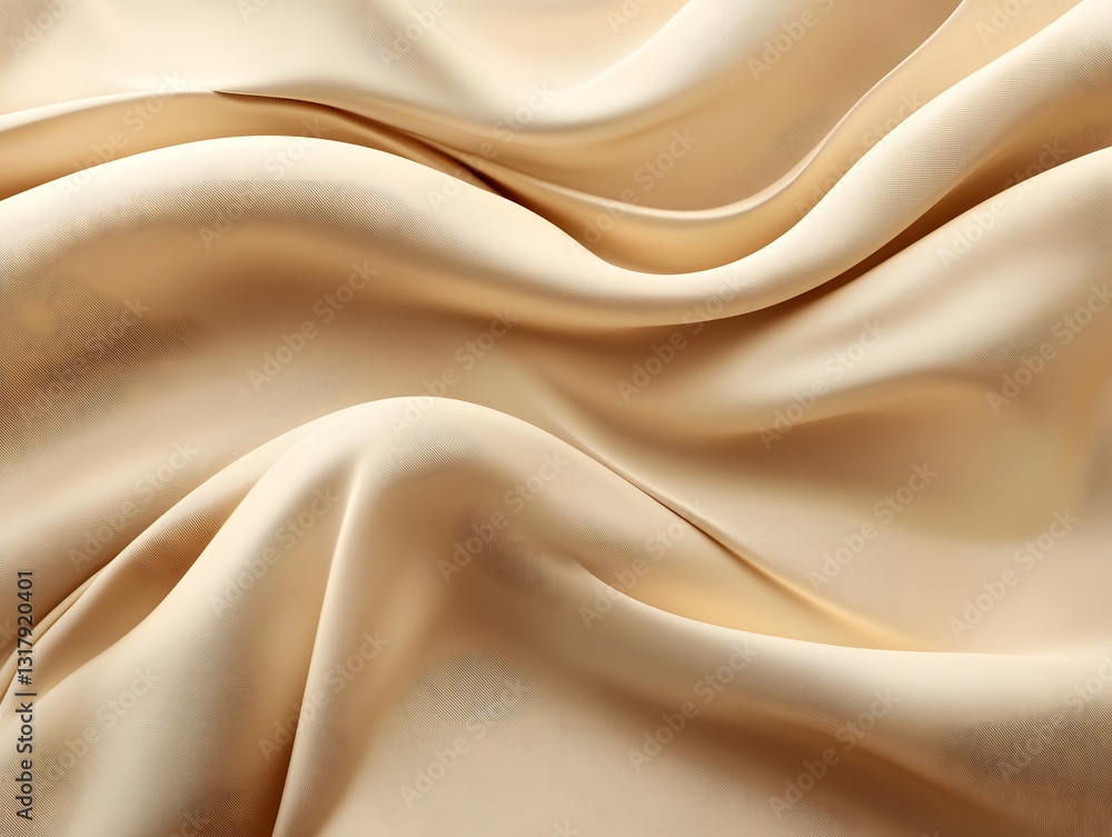 Obraz premium Ethereal Silk: A close-up view of luxurious, flowing silk fabric in a warm, inviting cream hue, displaying the intricate folds and textures, a symbol of elegance and comfort.