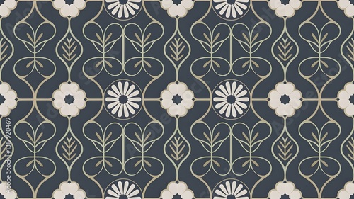 Batik-Inspired Geometric Ethnic Pattern Graphic Line Design for Fabric and Wallpaper