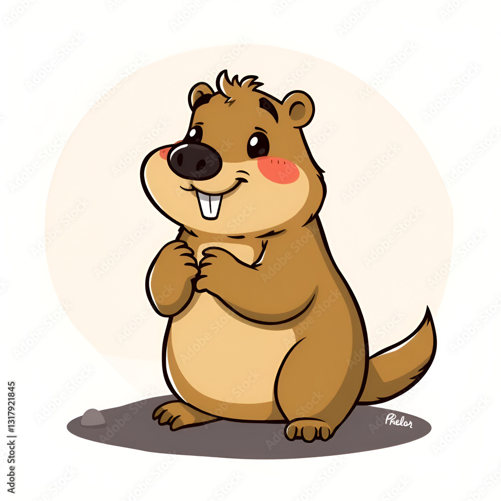 Groundhog Chuck Woodchuck Groundpig Whistlepig Cute Cartoon Vector Illustration Groundhog Chuck Woodchuck Groundpig Whistlepig Cute Cartoon Vector Illustration