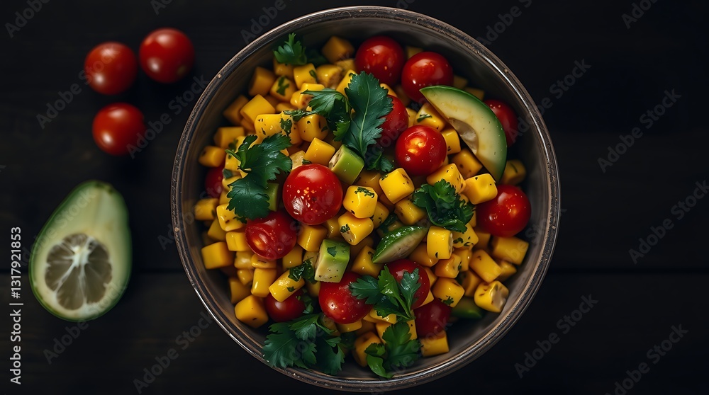 Fresh Corn Salad with Avocado, Tomato, and Lime Dressing – Healthy Summer Meal/ A vibrant corn salad with cherry tomatoes, avocado, and cilantro, elegantly plated in a ceramic bowl Fresh Corn Salad with Avocado, Tomato, and Lime Dressing – Healthy Summer Meal/ A vibrant corn salad with cherry tomatoes, avocado, and cilantro, elegantly plated in a ceramic bowl