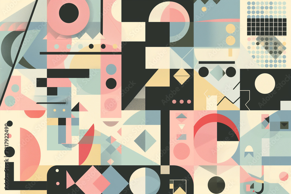 Colorful Abstract Geometric Shapes Background with Bright Squares Circles and Triangles in Rainbow and Pastel Colors for Digital Screens Colorful Abstract Geometric Shapes Background with Bright Squares Circles and Triangles in Rainbow and Pastel Colors for Digital Screens