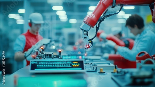 Wallpaper Mural Innovative Robots Engaged in Precision Manufacturing Inside a Modern Factory Environment Showcasing Advanced Technology and Efficient Production Processes Torontodigital.ca