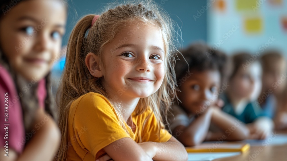 Engaging and Educational Image of Kids Enjoying Learning in a Primary School Classroom