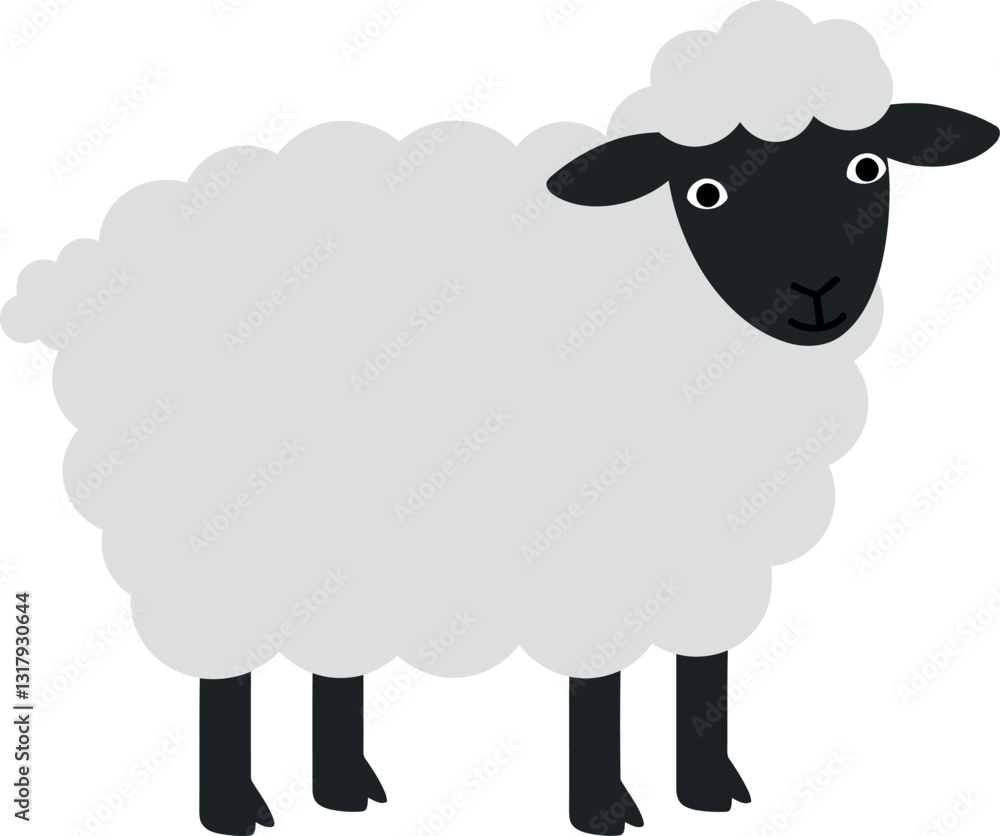 Playful sheep standing on four legs, designed in a minimal style with soft colors and rounded shapes, showcasing a lighthearted and cheerful atmosphere in vector art Playful sheep standing on four legs, designed in a minimal style with soft colors and rounded shapes, showcasing a lighthearted and cheerful atmosphere in vector art