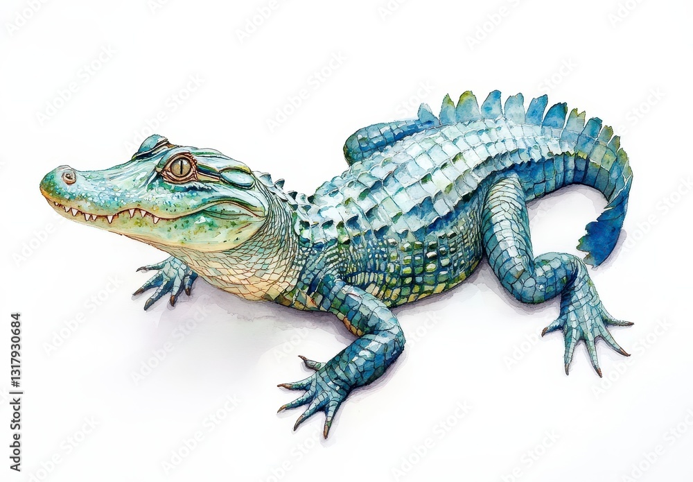 Naklejka premium Colorful Watercolor Crocodile