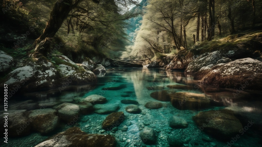 Serene Mountain River for Crystal Clear Waters. Serene Mountain River for Crystal Clear Waters.