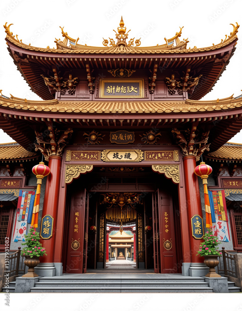 Fototapeta premium Sacred Retreat – Stunning Buddhist Temples & Tibetan Monastery Illustrations for Spiritual Inspiration