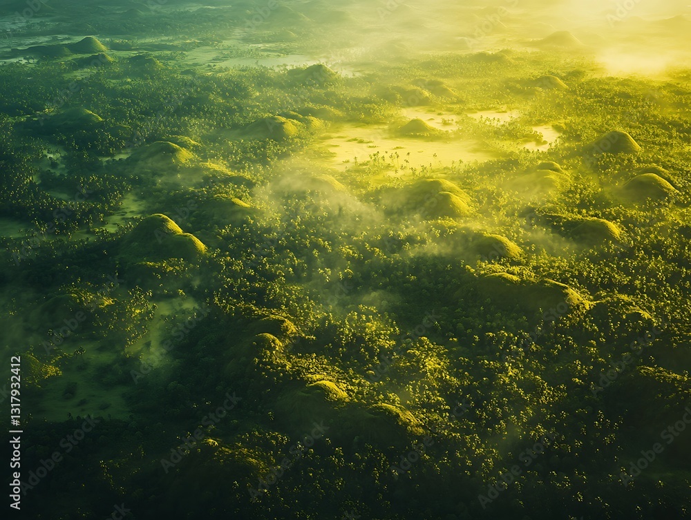 Fototapeta premium A picturesque view of the mountains, Spanish-style hills covered in greenery and surrounded by dense forests