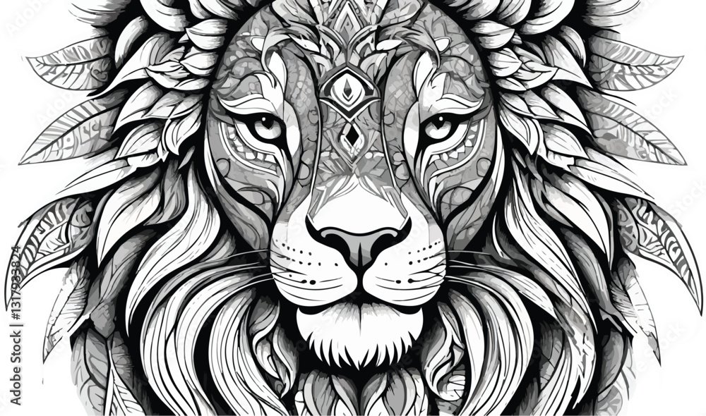 Obraz premium Intricate Lion Face with Ornamental Details