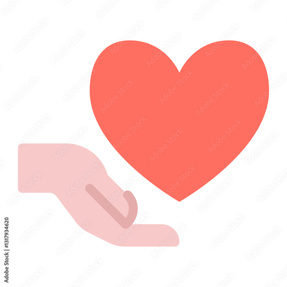 Hand and Heart Icon for Compassion Themes Hand and Heart Icon for Compassion Themes