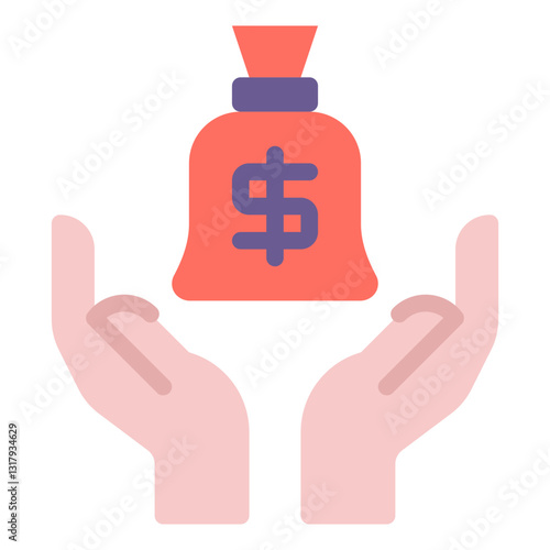 Stylish Money Bag Icon with Hands