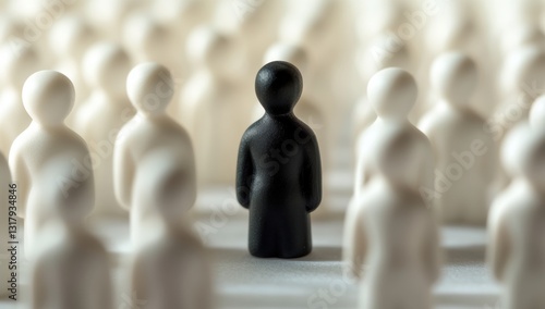 Wallpaper Mural A black figurine standing out among a crowd of white figurines symbolizing individuality leadership uniqueness success and social differences Torontodigital.ca