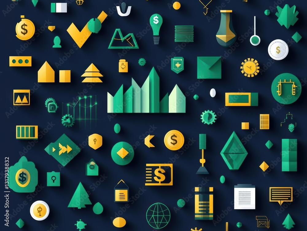 Vibrant Collection of Green and Yellow Icons Representing Nature and Technology in a Modern Design Aesthetic for Digital Applications and Graphics Vibrant Collection of Green and Yellow Icons Representing Nature and Technology in a Modern Design Aesthetic for Digital Applications and Graphics