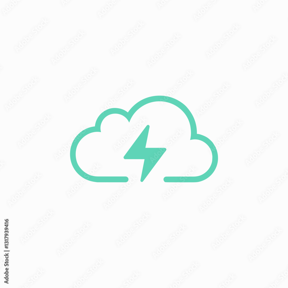 Green Cloud Lightning Storm Outline Vector Icon for Weather Forecast and Natural Disaster Green Cloud Lightning Storm Outline Vector Icon for Weather Forecast and Natural Disaster