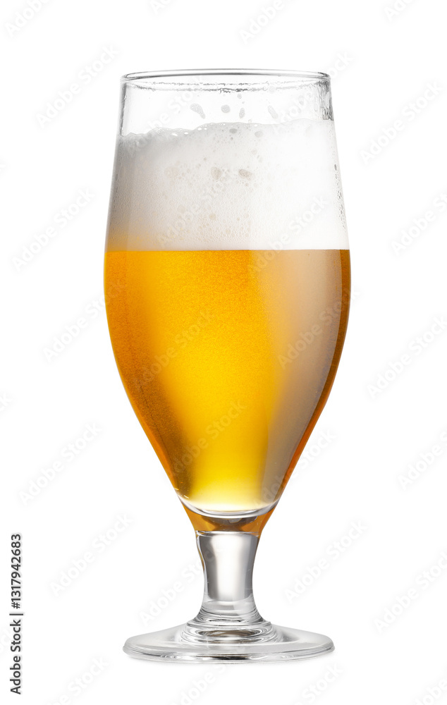 Glass of fresh beer with foam isolated on white Glass of fresh beer with foam isolated on white