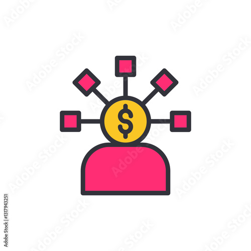Affiliate marketing colored icons, minimalist vector illustration ,simple transparent graphic element .Isolated on white background