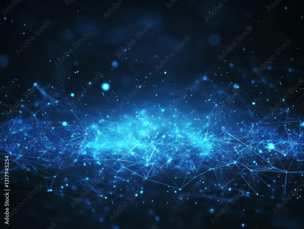A stunning blue digital landscape showcasing interconnected particles and glowing nodes, perfect for technology themes. A stunning blue digital landscape showcasing interconnected particles and glowing nodes, perfect for technology themes.