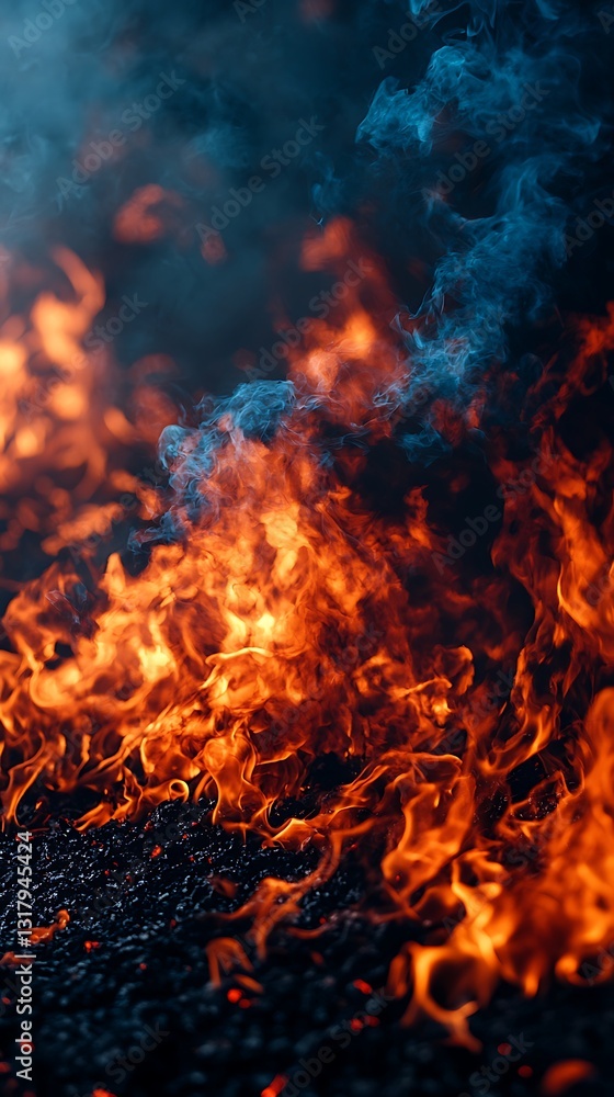Fiery Inferno for Dark Smoke, Night. Fiery Inferno for Dark Smoke, Night.