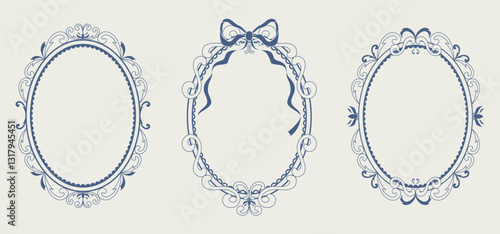 A set of hand-drawn vintage elegant frame. Vector illustration