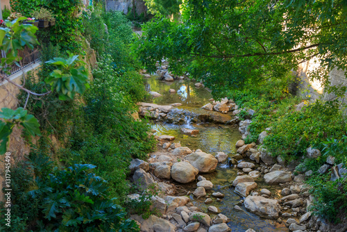 Obraz na płótnie Europe, Spain, Balearic Islands, Mallorca. Esporles. Creek. w salonie